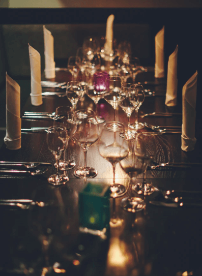 table set up with lighting